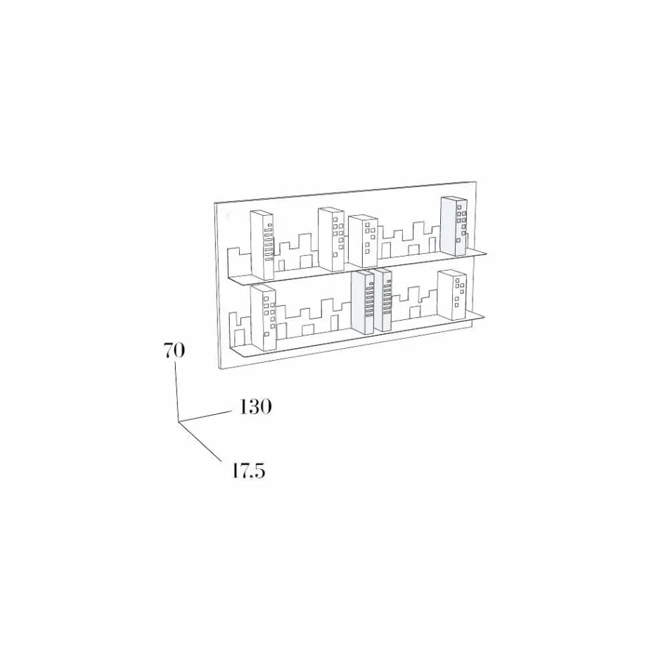 Bibliothek zu hängen Skyline 130x70 Mabele Viadurini
