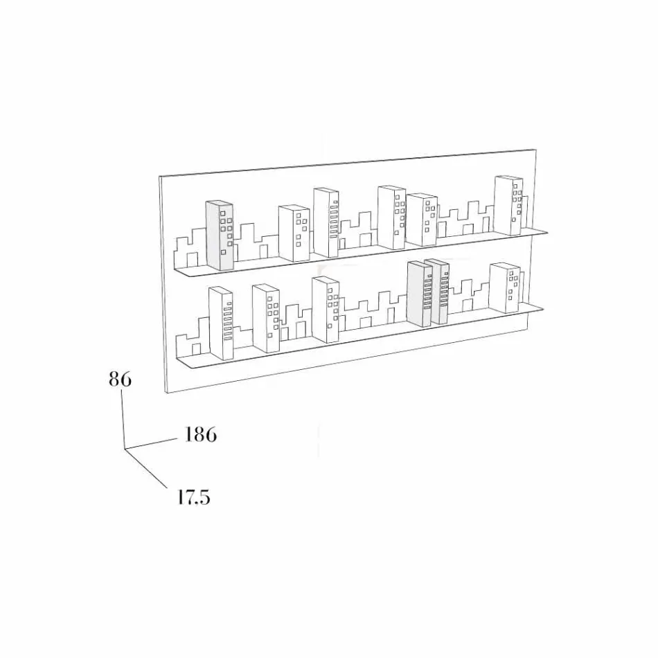 Bibliothek zu hängen Skyline 186x86 Mabele Viadurini