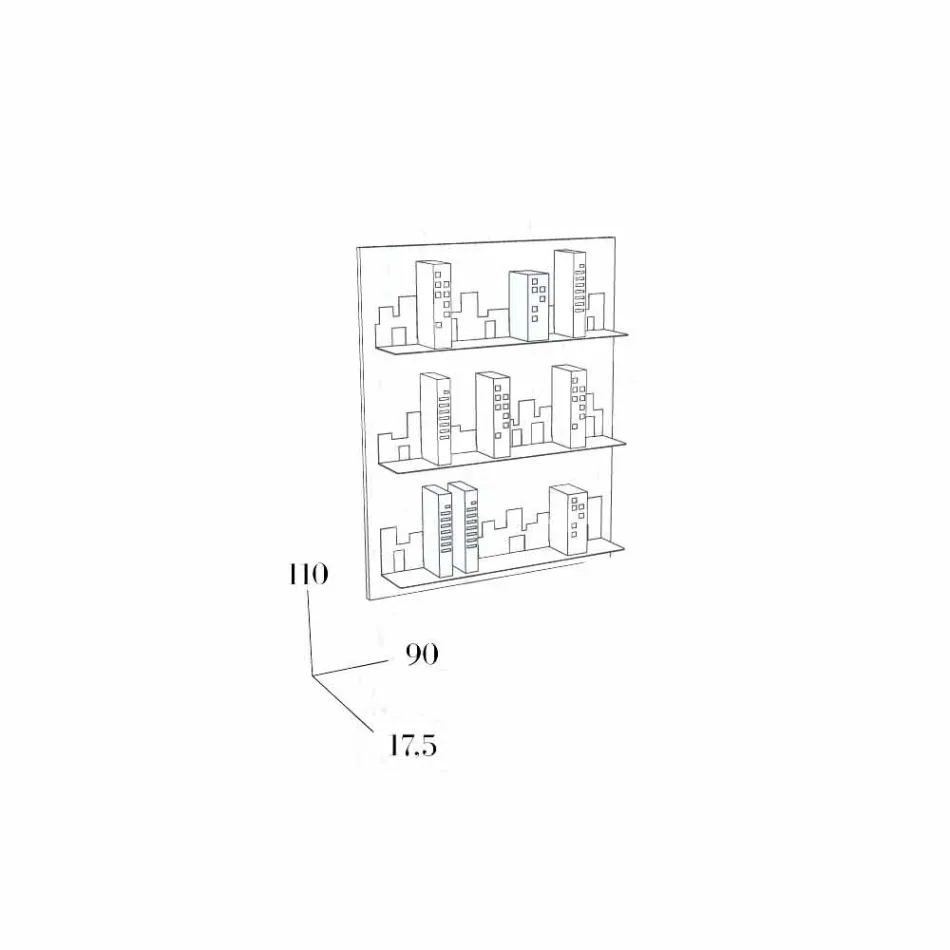 Bibliothek zu hängen Skyline 90x110 Mabele Viadurini