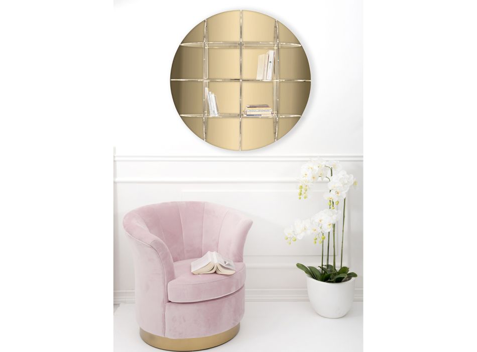 Rundes Wand-Bücherregal aus goldenem oder silbernem Plexiglas Made in Italy - Lizzy Viadurini