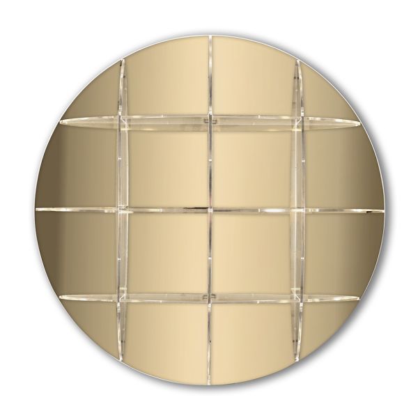 Rundes wand-bücherregal aus goldenem oder silbernem plexiglas made in italy - lizzy