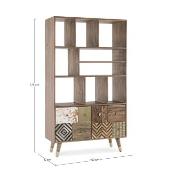 Bücherregal für Wohnzimmer aus Mangoholz und recycelten Homemotion-Türen - Auriel