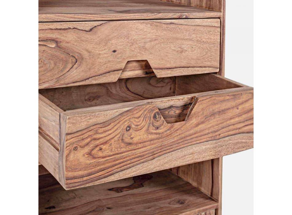 Boden Bücherregal mit Holzstruktur Design Vintage Homemotion - Ventador Viadurini