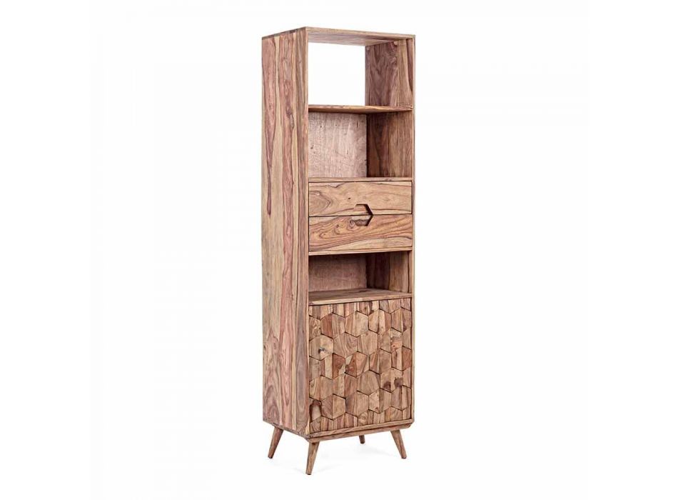 Boden Bücherregal mit Holzstruktur Design Vintage Homemotion - Ventador Viadurini