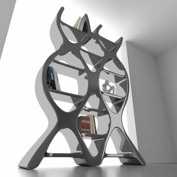 Bücherregal aus solid surface in modernem design dna