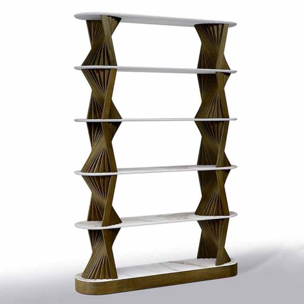 Luxus boden bücherregal aus holz mit steinzeug tops made in italy - aspide