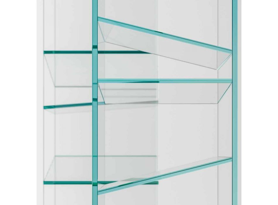 Design Floor Bücherregal aus Glas mit Stahlsockel Made in Italy - Biba