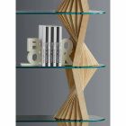Design Floor Bücherregal aus Glas und Eschenholz Made in Italy - Aspide Viadurini