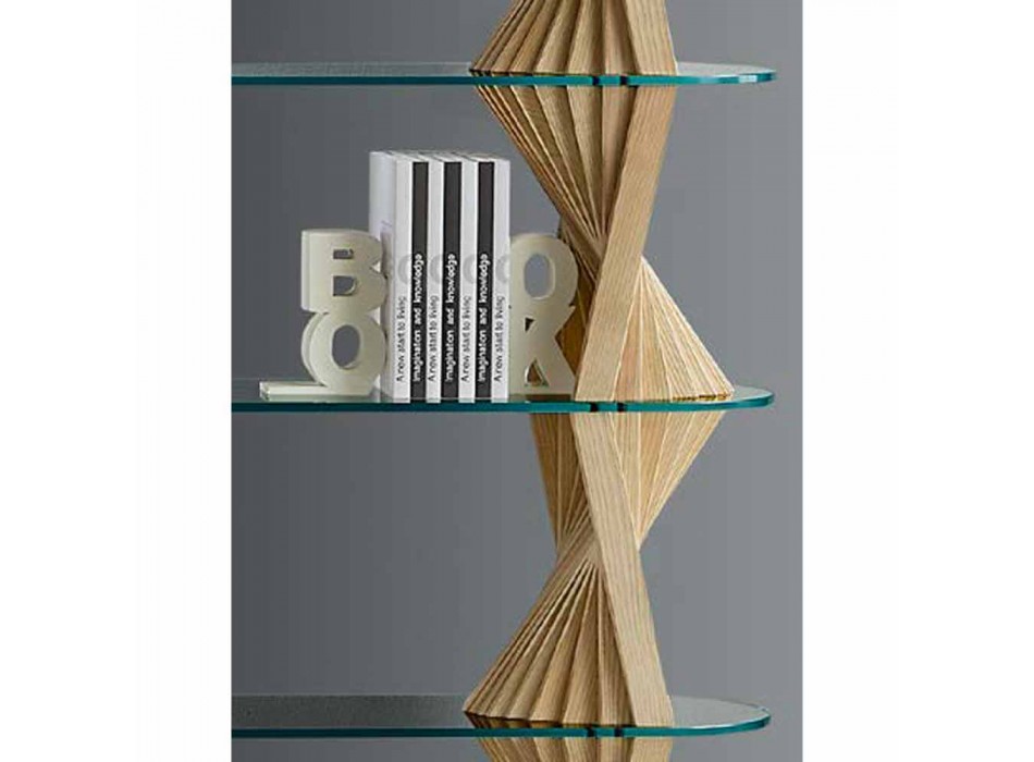 Design Floor Bücherregal aus Glas und Eschenholz Made in Italy - Aspide