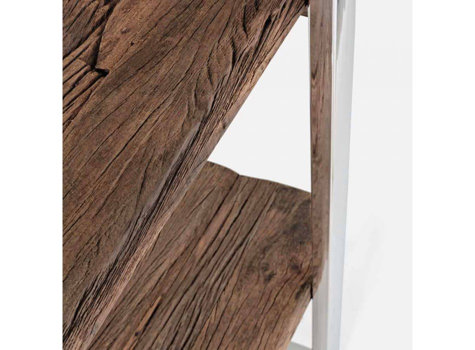 Homemotion Modern Floor Bücherregal aus verchromtem Stahl und Holz - Lisotta
