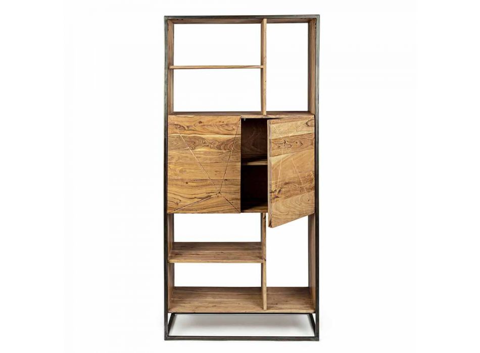 Homemotion - Goliath Floor Bücherregal aus Akazienholz und lackiertem Stahl Viadurini