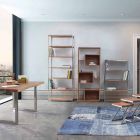 Homemotion Modern Floor Bücherregal mit Akazienholzstruktur - Genza Viadurini
