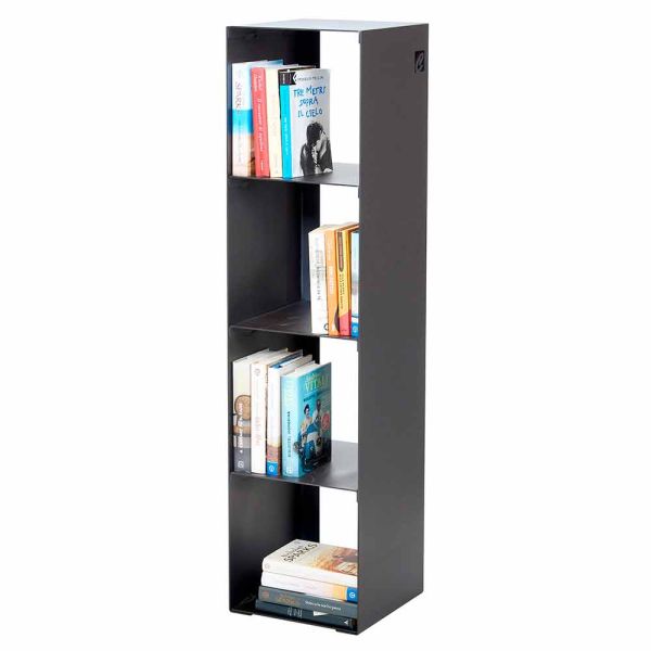 Modernes boden bücherregal in schwarz, rot, weiß, grau eisen made in italy - cauro