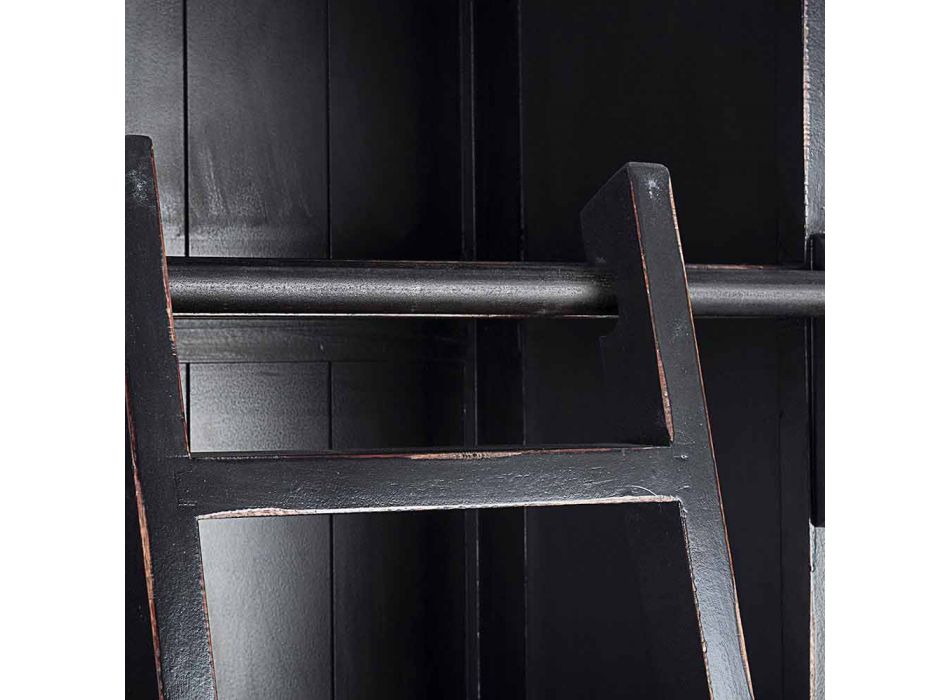 Klassisches Design Holz Bücherregal mit Homemotion dekorative Leiter - Zeder Viadurini