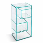 Freistehendes niedriges Wohnzimmer-Bücherregal aus extra klarem Glas - Linzy Viadurini