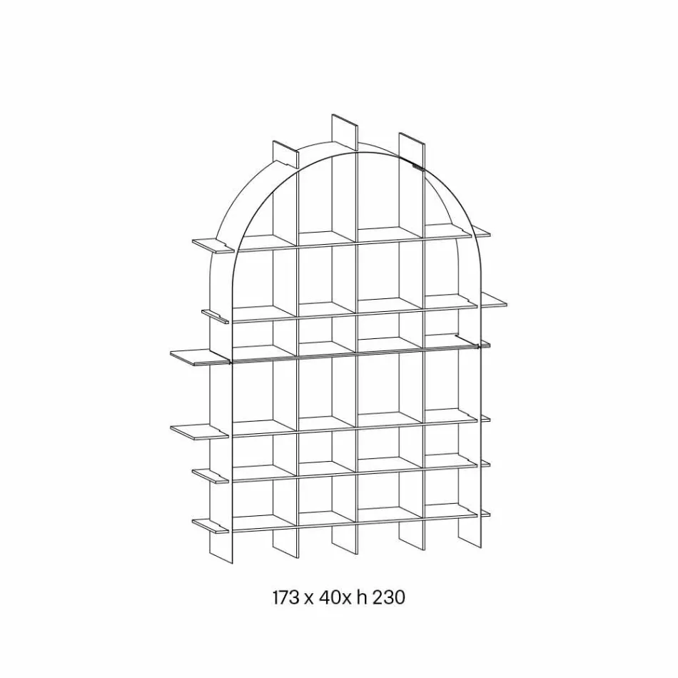 Freistehendes gewölbtes Bücherregal aus Rauchglas und gebürstetem Bronze-Design - Marco Viadurini