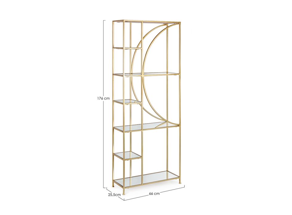 Freistehendes Bücherregal aus Stahl und Glasplatten Elegantes Design - Noralea Viadurini
