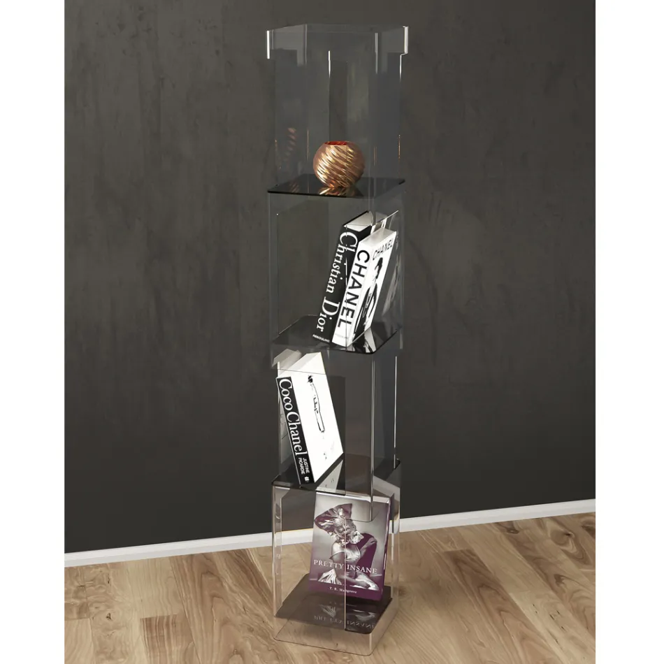 Freistehendes Bücherregal aus transparentem oder geräuchertem Acrylglas - Icaria Viadurini