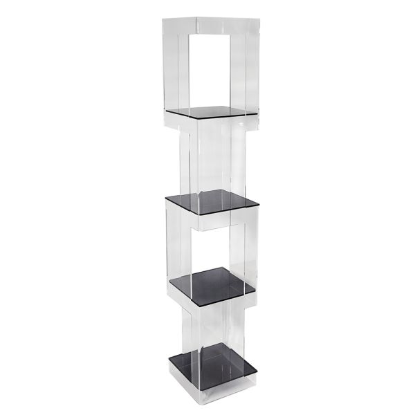 Freistehendes bücherregal aus transparentem oder geräuchertem acrylglas - icaria
