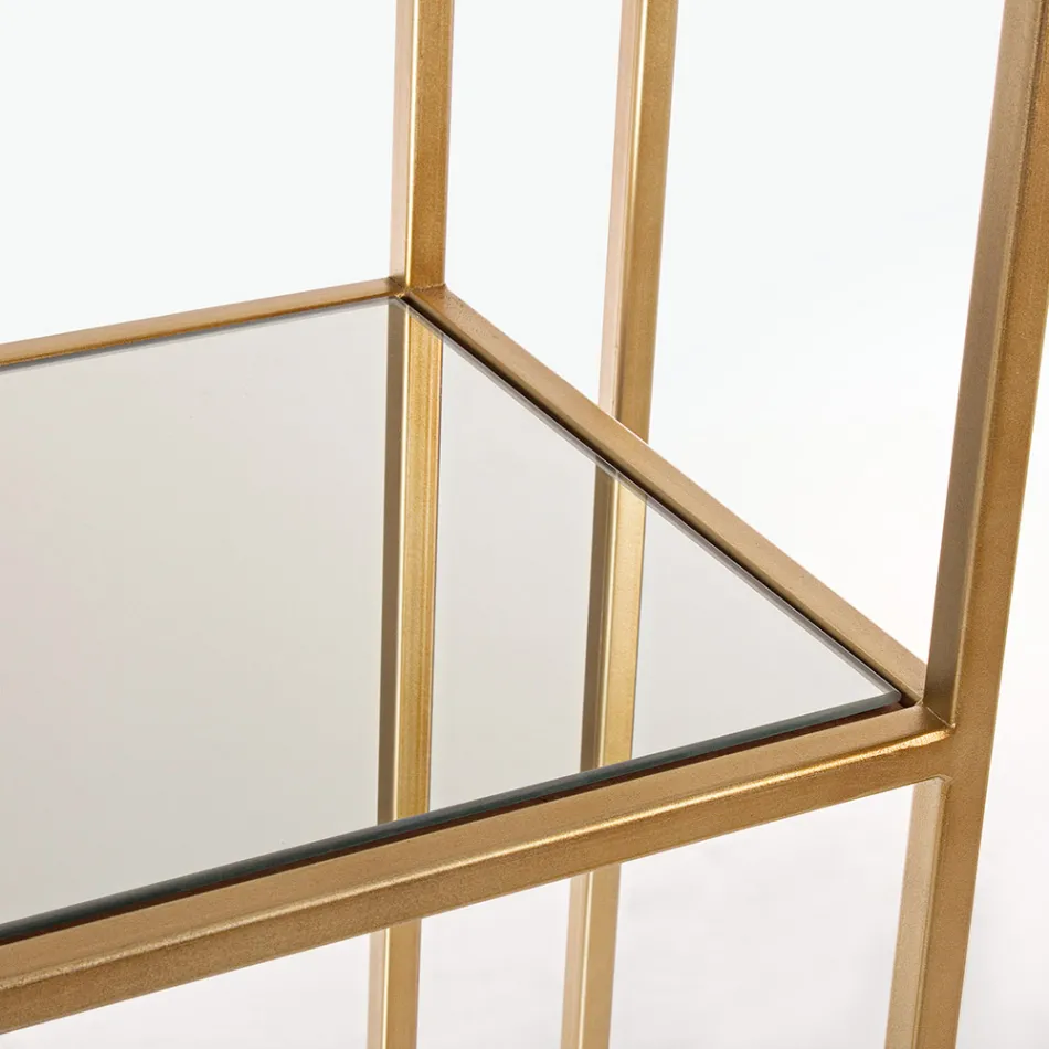 Freistehendes Regal mit Regalen aus Stahl und Glas Elegantes Design - Noralea Viadurini