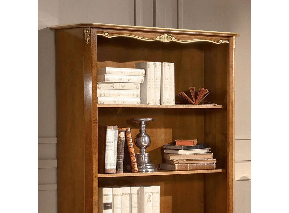 Bücherregal aus Walnussholz im klassischen Stil mit Schublade Made in Italy - Ronald