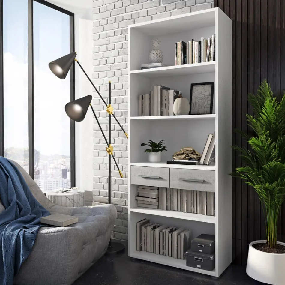 Melaminbeschichtetes Holzbücherregal in verschiedenen Größen – Zinn Viadurini