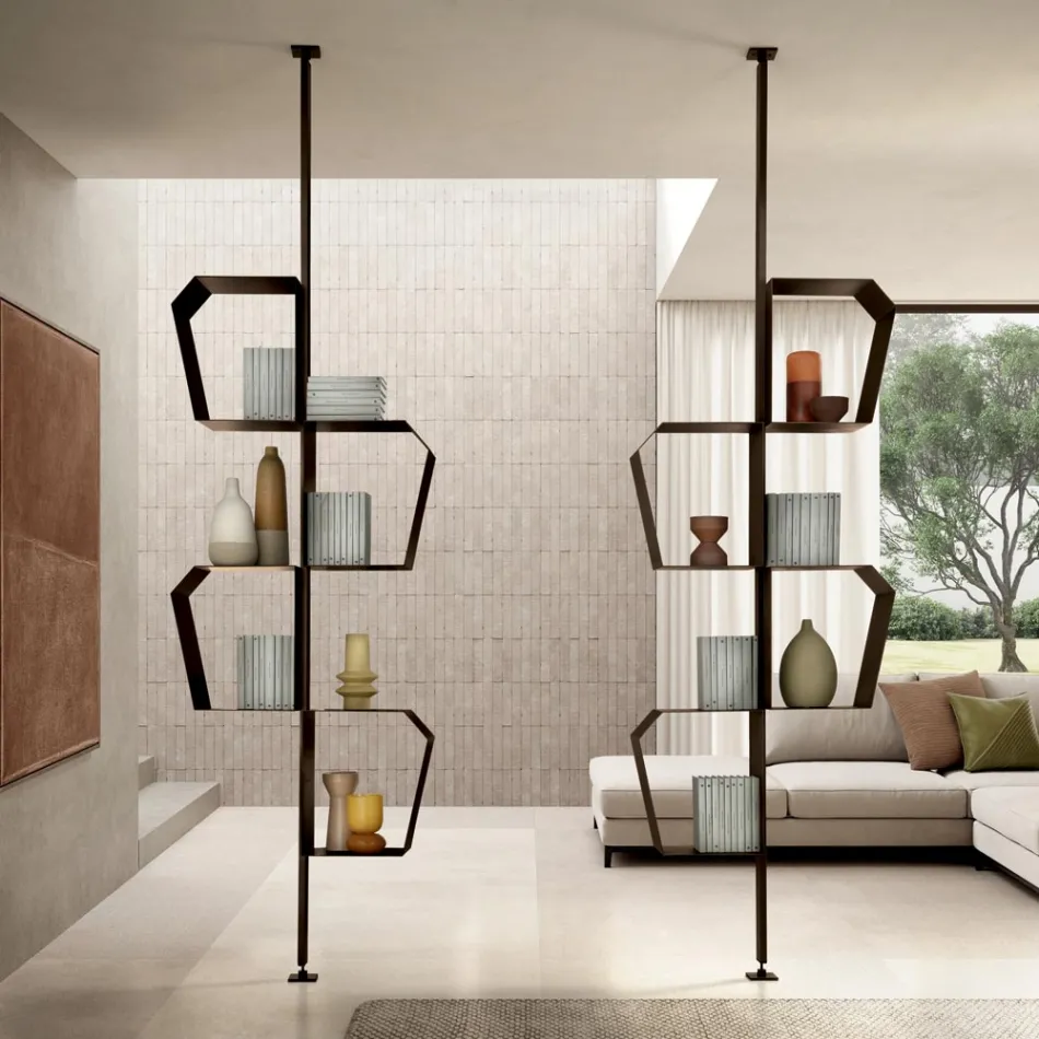 Bücherregal aus lackiertem Metall mit verstellbaren Beinen, hergestellt in Italien - Fernanda Viadurini