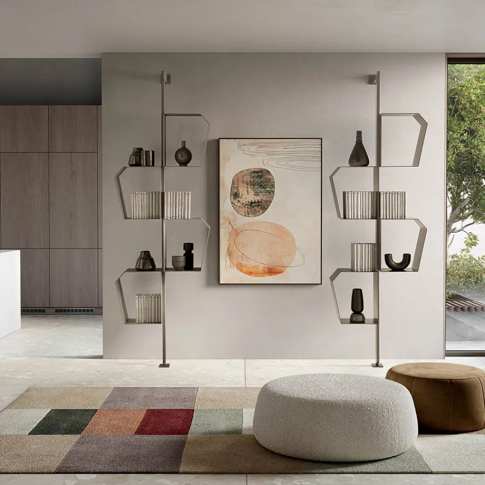 Bücherregal aus lackiertem Metall mit verstellbaren Beinen, hergestellt in Italien - Fernanda Viadurini