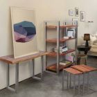 Modernes Bücherregal mit Struktur aus verchromtem Stahl und Holz Homemotion - Lisotta Viadurini