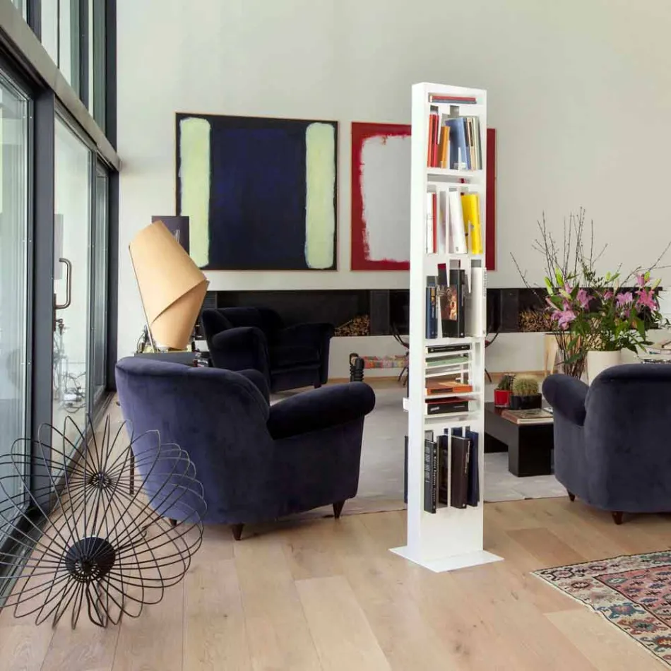 Modernes Bücherregal mit Weißmetallregalen Made in Italy - Bolivia Viadurini