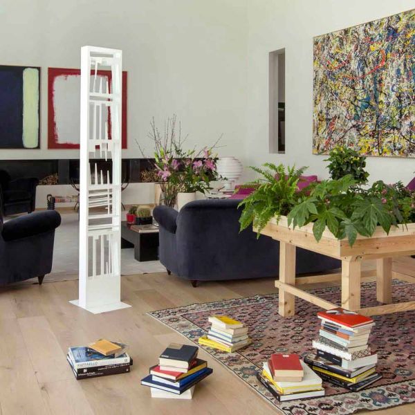 Modernes bücherregal mit weißmetallregalen made in italy - bolivia