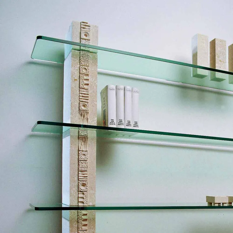 Modulares Bücherregal in Stein und Glas modernes Design Galen Viadurini