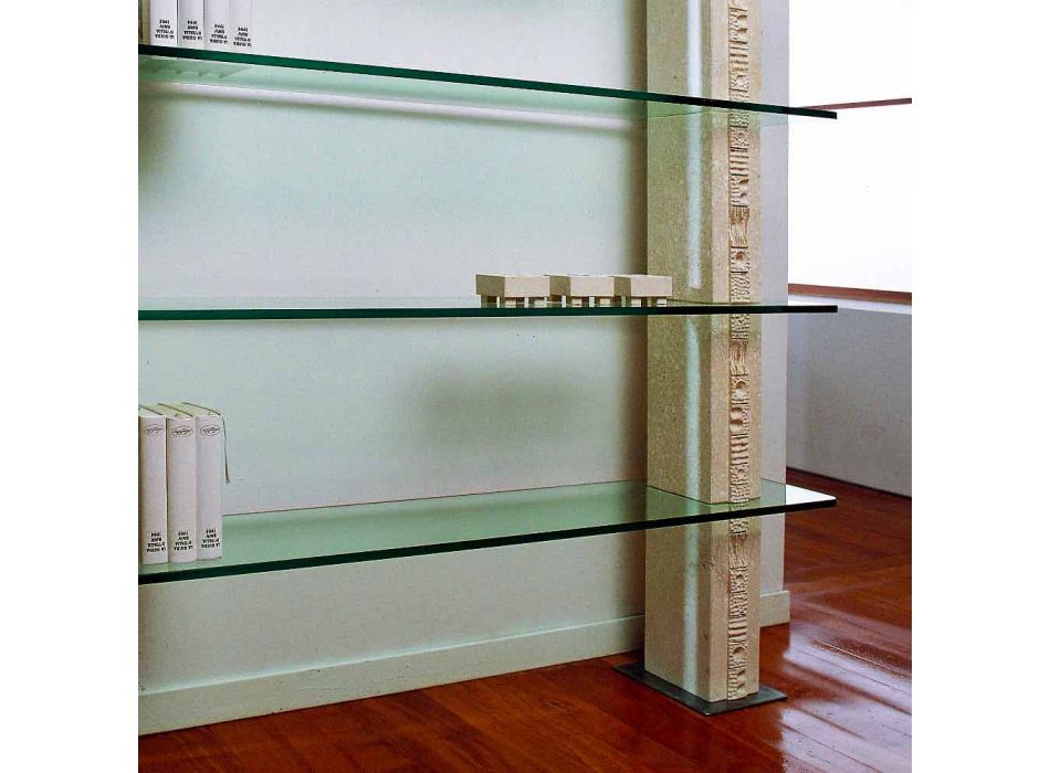 Modulares Bücherregal in Stein und Glas modernes Design Galen Viadurini