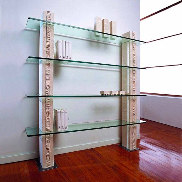 Bücherregal aus stein und kristall in modernem design galene