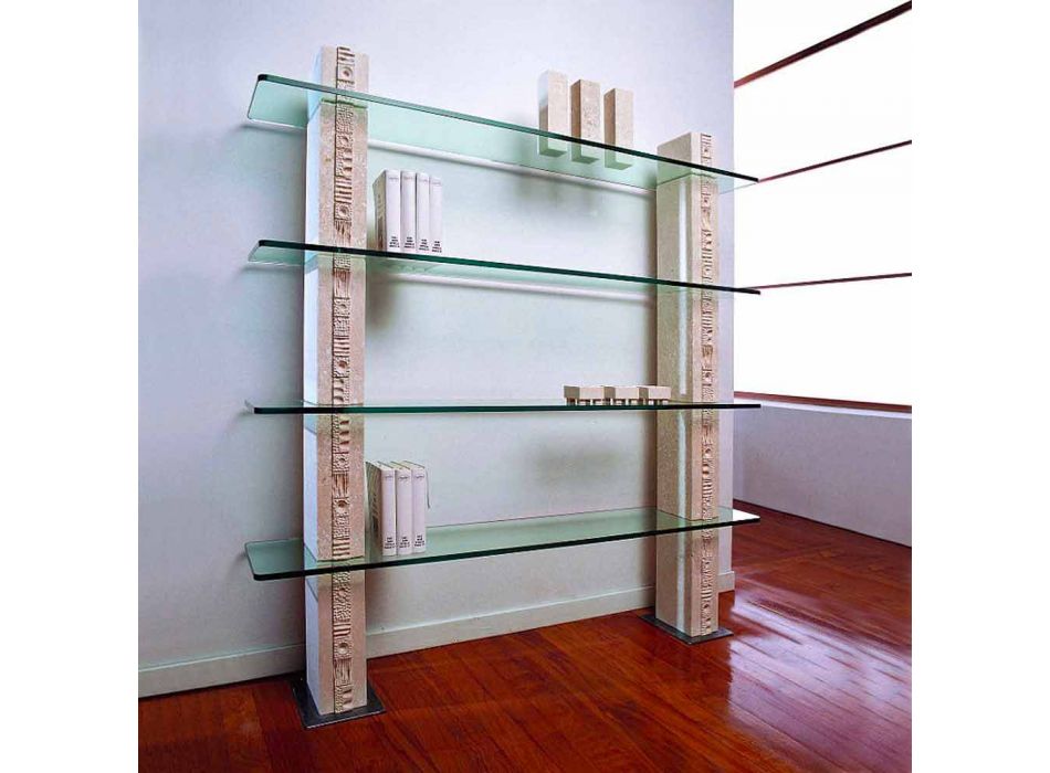 Modulares Bücherregal in Stein und Glas modernes Design Galen Viadurini
