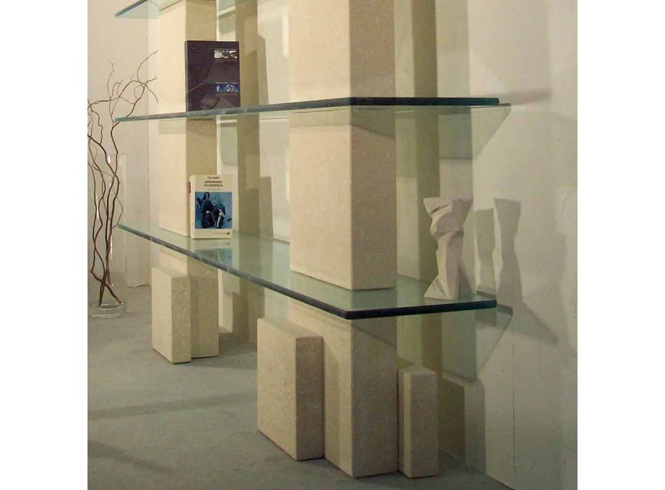 Modulares Bücherregal in Stein und Glas modernen Design Poplia