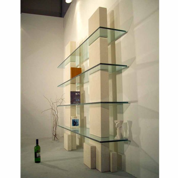 Bücherregal aus stein und kristall in modernem design poplia