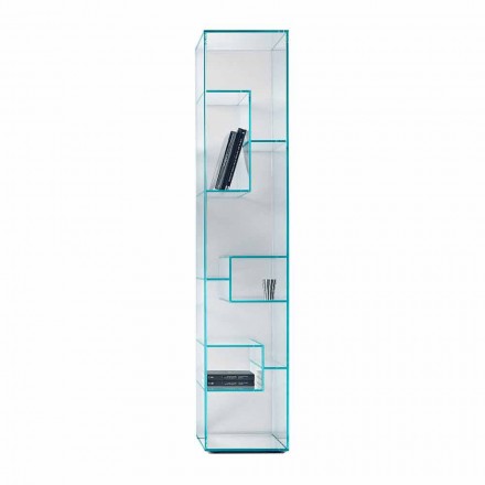 Einspaltiges Bücherregal aus extra klarem oder Rauchglas für Wohnzimmer - Linzy Viadurini