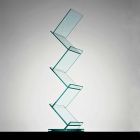 Vertikales Bücherregal aus transparentem Glas für freistehendes Wohnzimmer - Brugo Viadurini