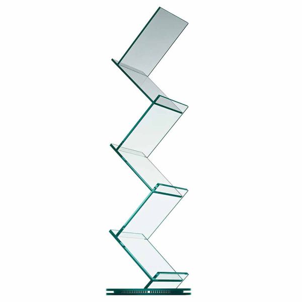 Vertikales bücherregal aus transparentem glas für freistehendes wohnzimmer - brugo