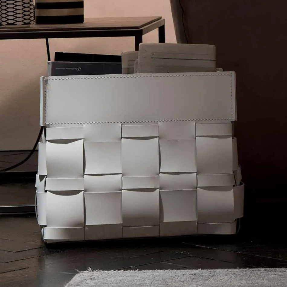 Lory Design Wand-montiert Lederzeitschrift Rack, hergestellt in Italien Viadurini