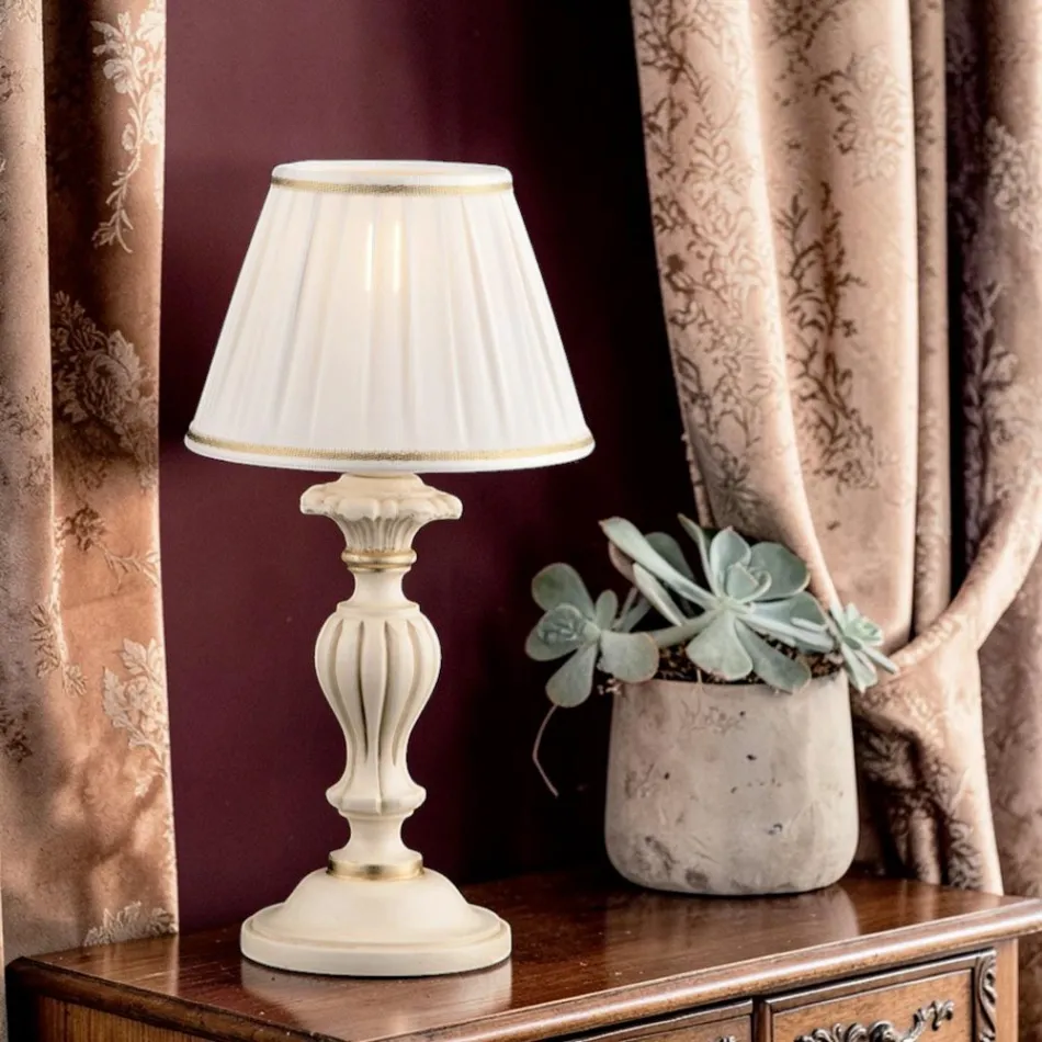 Holzlampe mit Lampenschirm, hergestellt in Italien – Mailand Viadurini