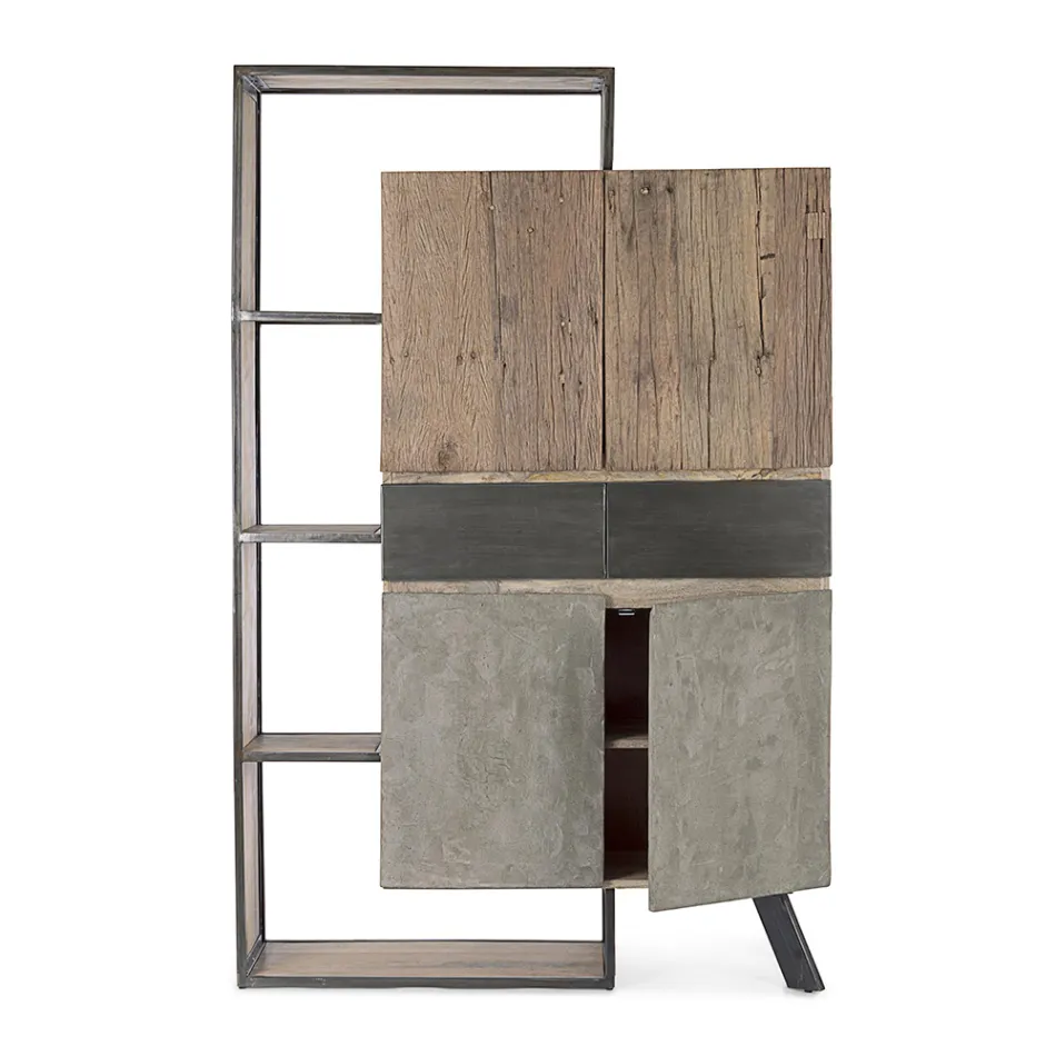 Sideboard 2 Türen 2 Schubladen aus Mangoholz und Stahl Homemotion - Signorino Viadurini