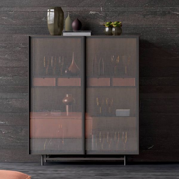 2-türiges sideboard aus ökologischem holz und hochwertigem metall made in italy - aaron