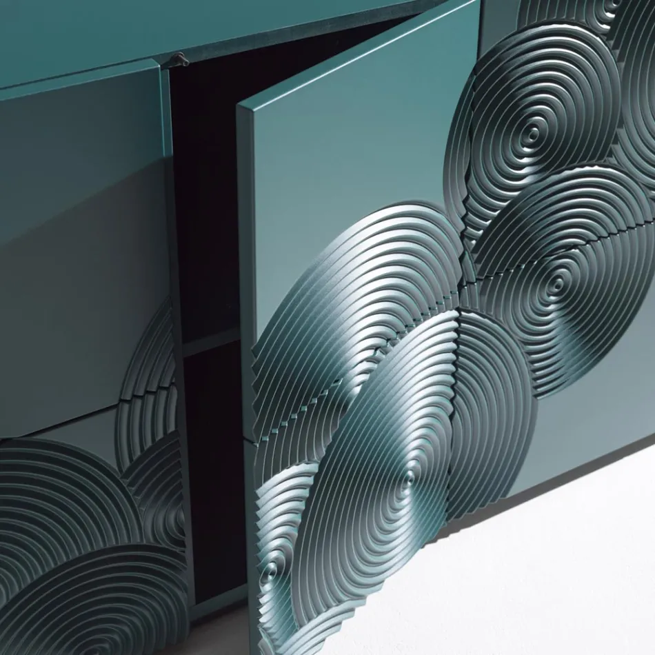 Sideboard mit 5 Türen aus lackiertem MDF mit handgravierter und veredelter Dekoration – Krabbe Viadurini