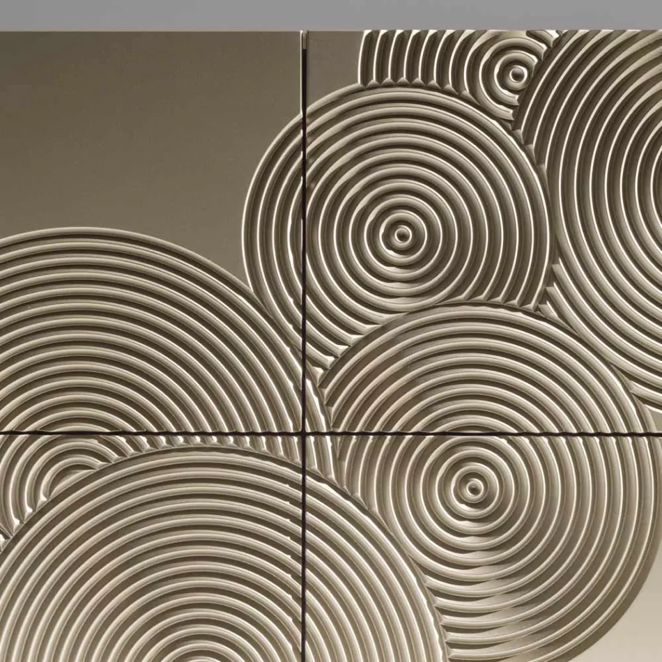 Sideboard mit 5 Türen aus lackiertem MDF mit handgravierter und veredelter Dekoration – Krabbe Viadurini