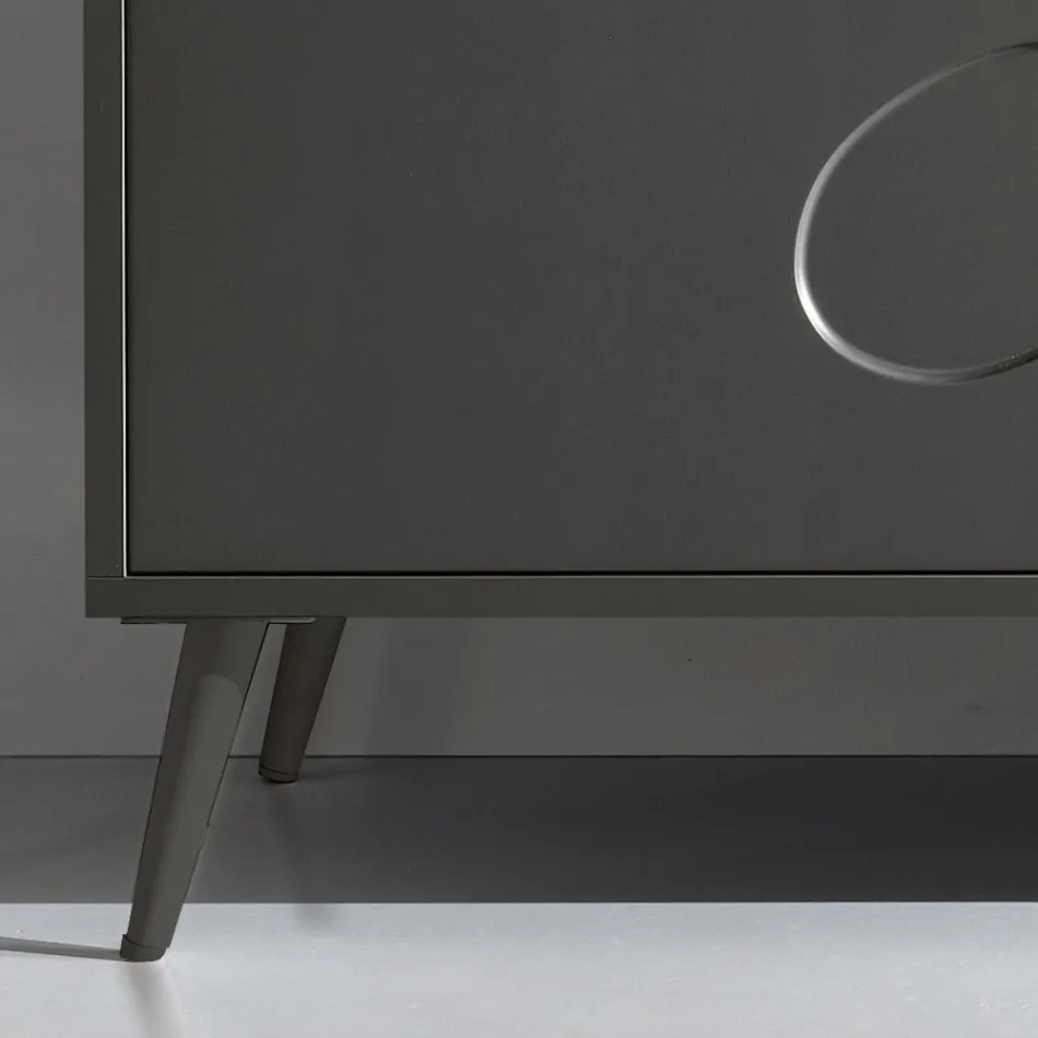 Dreitüriges Sideboard aus Melamin und MDF mit Metallgestell, hergestellt in Italien - Rialto Viadurini