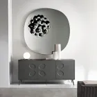 Dreitüriges Sideboard aus Melamin und MDF mit Metallgestell, hergestellt in Italien - Rialto Viadurini