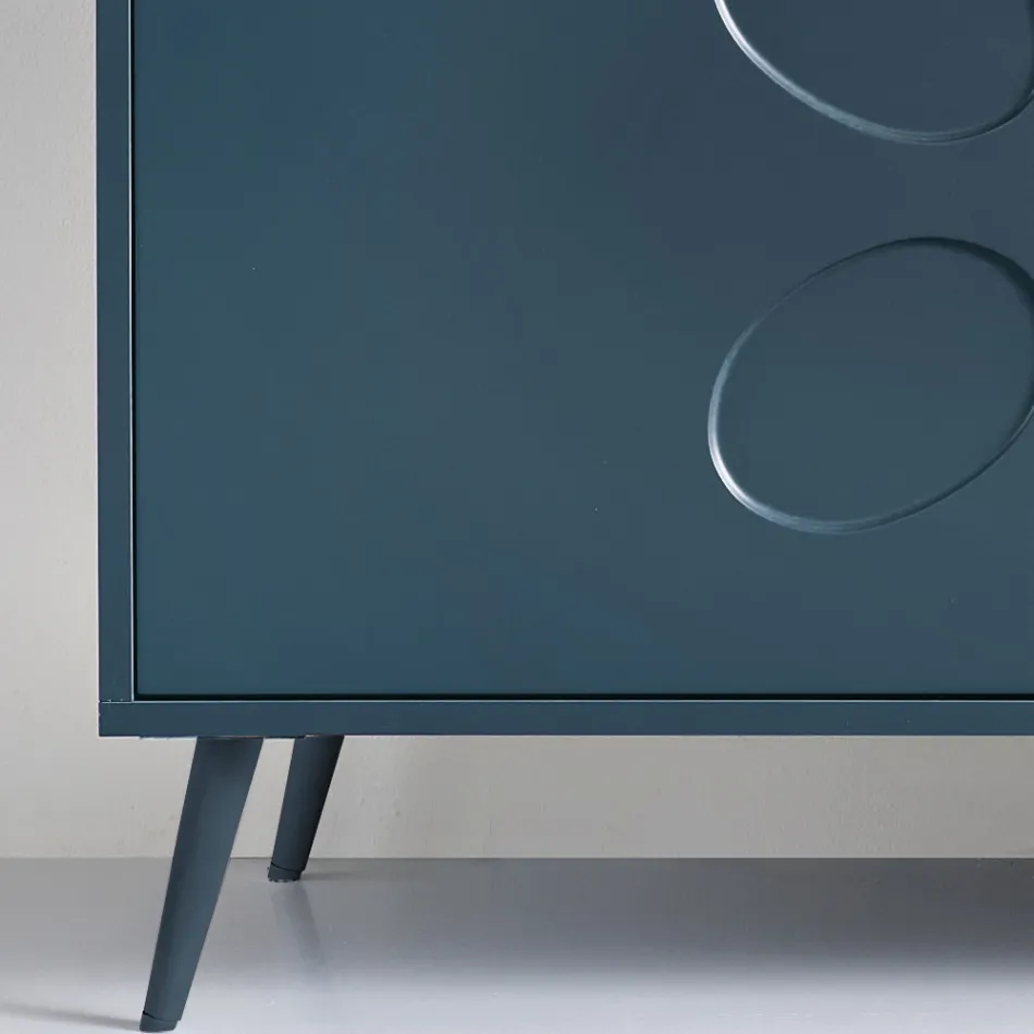 Dreitüriges Sideboard aus Melamin und MDF mit Metallgestell, hergestellt in Italien - Rialto Viadurini