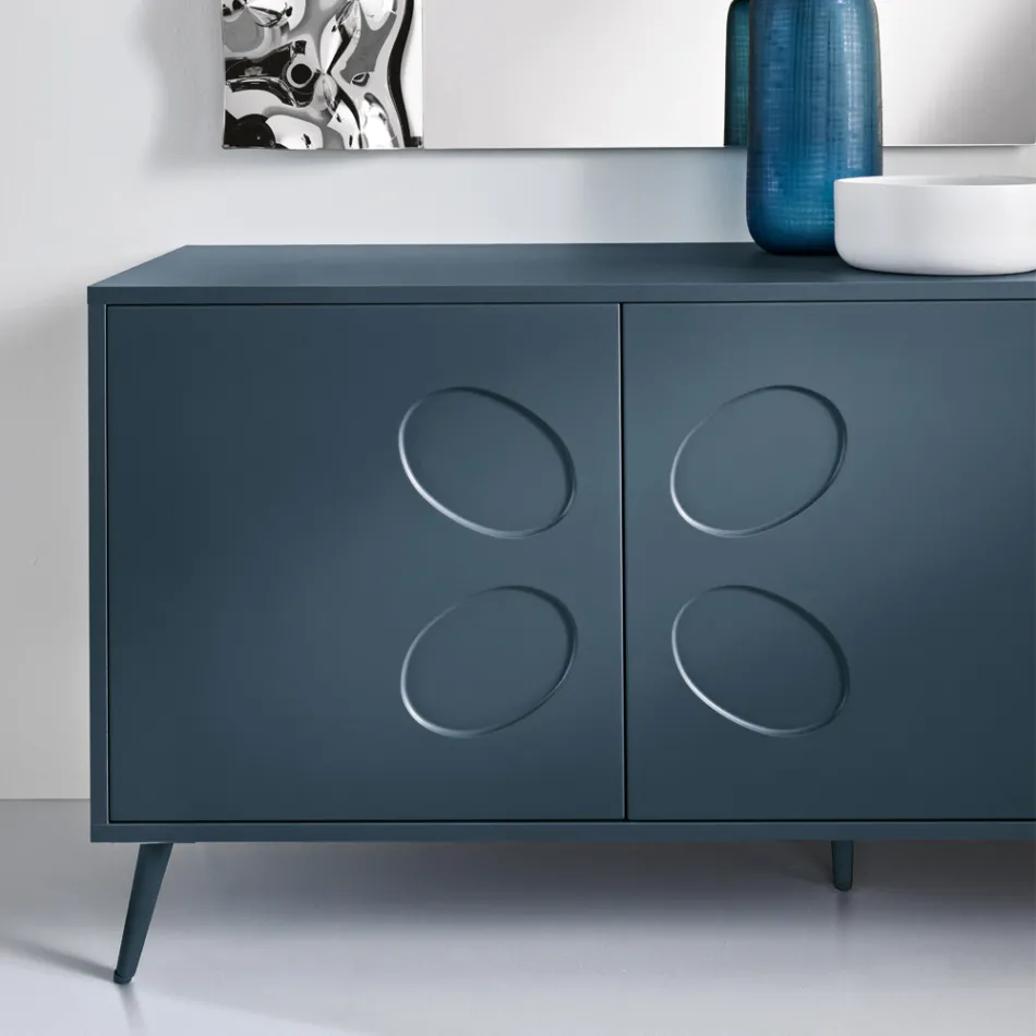 Dreitüriges Sideboard aus Melamin und MDF mit Metallgestell, hergestellt in Italien - Rialto Viadurini